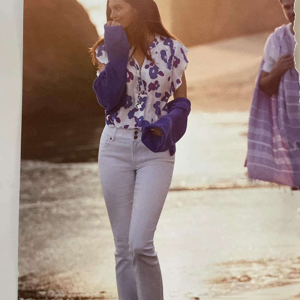 CAbi White and Purple Floral Blouse - Picture 13 of 13